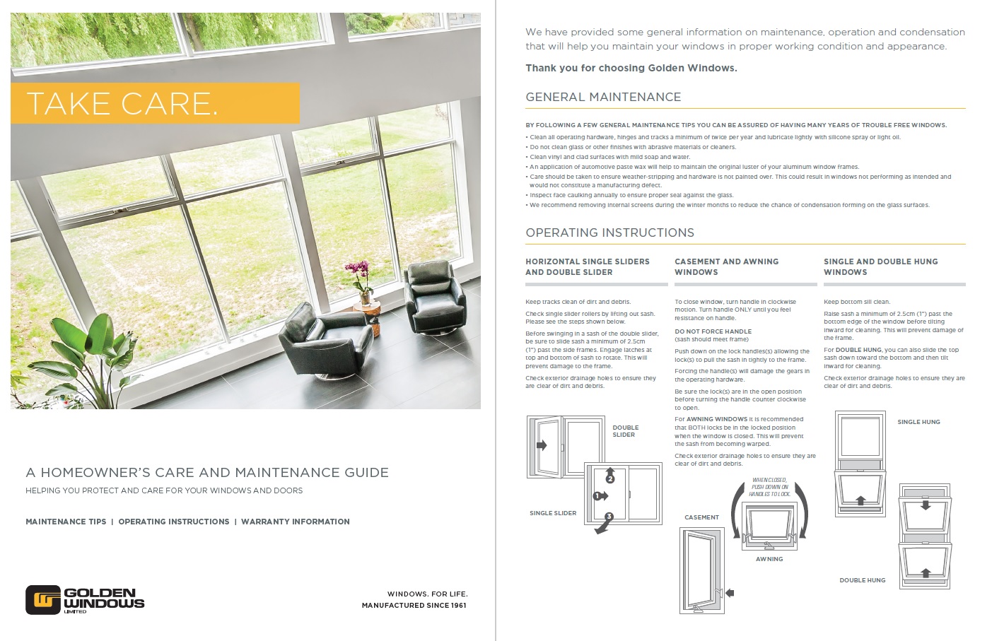 Picture of Golden Windows Care & Maintenance brochure