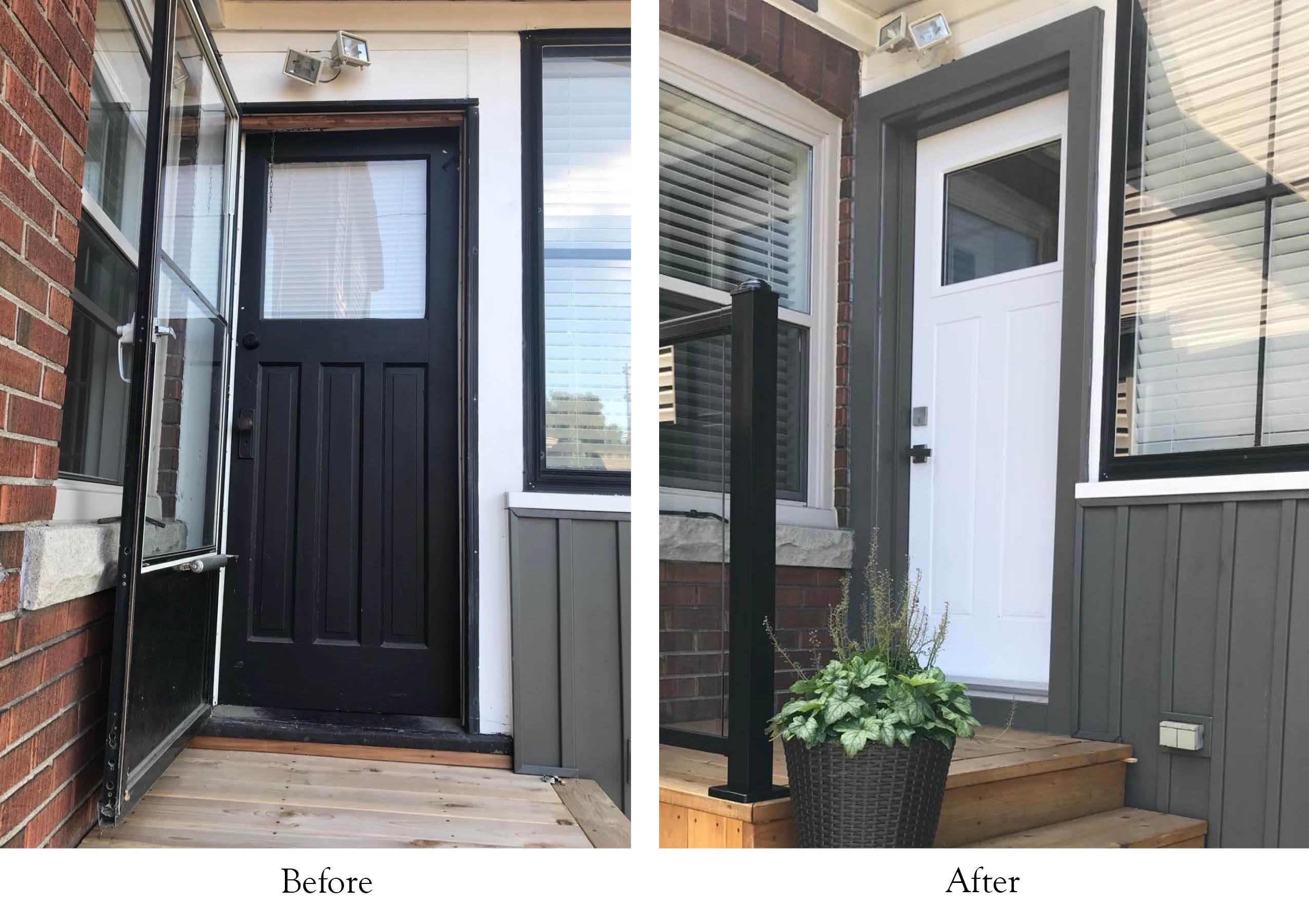 before and after replacement of a single door